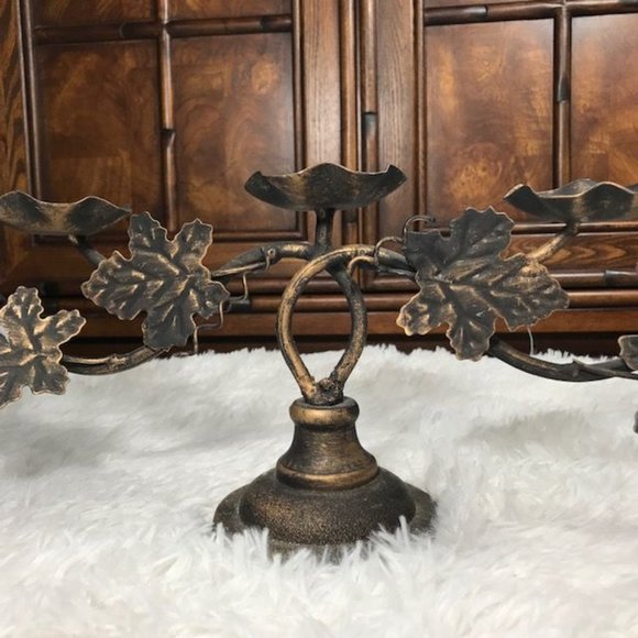 Rustic Bronze Metal Grapevine Candelabra - Picture 3 of 12